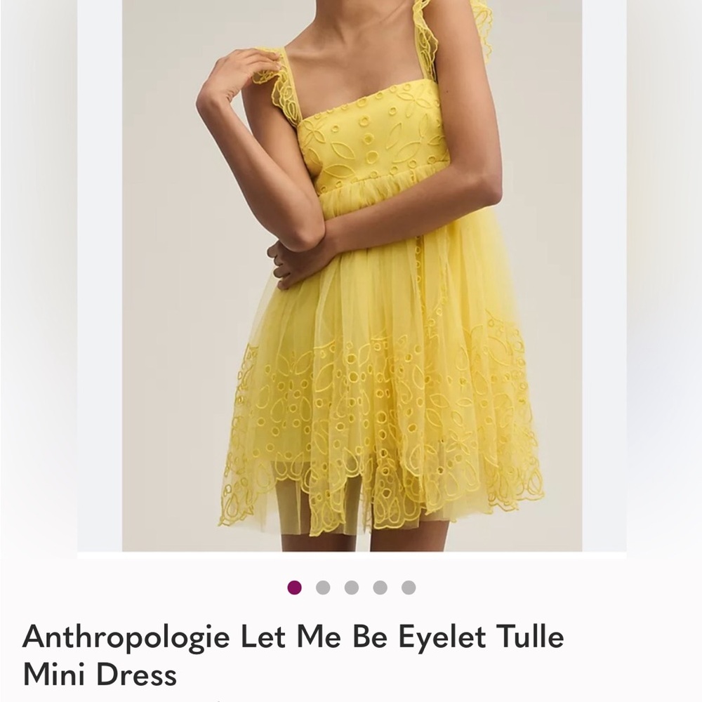 Anthropologie Yellow Eyelet Tulle Mini Dress